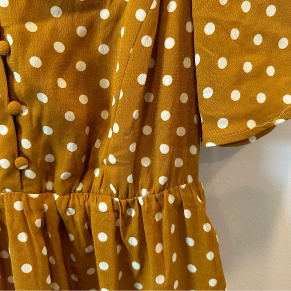 BRAND NEW ~ Mustard & White Polka Dot Maternity Midi Length Dress ~ NWOT - Picture 5 of 11